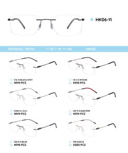 Металлическая безободковая оправа с дужками из пластика TR-90 HK06-11