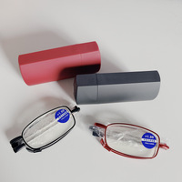 Metal folding eyeglasses for reading KY022-B with case and Blue ray cut, diopters from +1.00 to +4.00, PD62-64