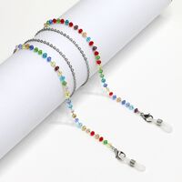 Silver-colored metal non-slip chain, with colorful crystal, for glasses and masks GS035