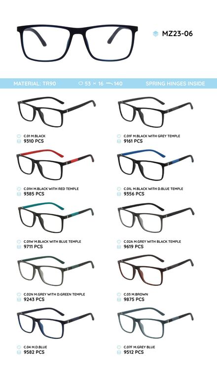 TR-90 plastic frames for glasses, with spring hinges MZ23-06