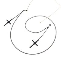 Металлическая нескользящая цепочка черного цвета, с подвеской черный крест, для очков и масок GL836