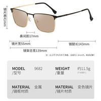 Очки металлические фотохромные с защитой от синего света 9682-GT