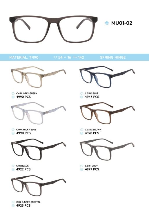 TR90 plastic eyeglasses frame MU01-02