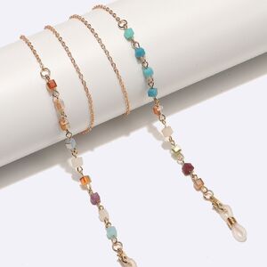 Металлическая нескользящая цепочка золотого цвета, с квадратными кристаллами, для очков и масок GL1717