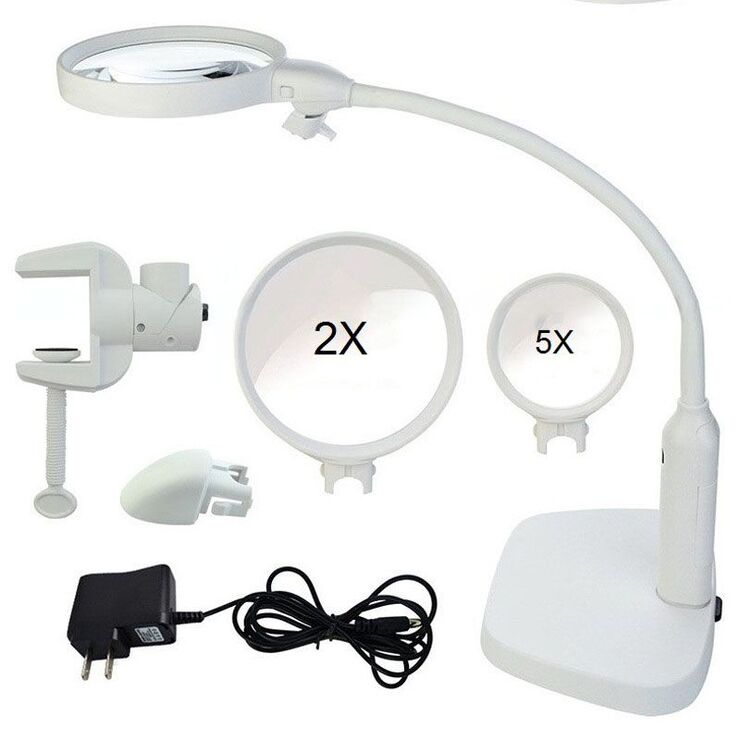 Tabletop magnifying glass with backlight 7763-XX, magnification: 2X, 5X