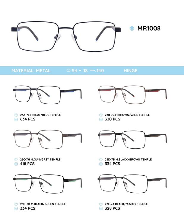 Металлическая оправа с дужками из материала TR-90 MR1008