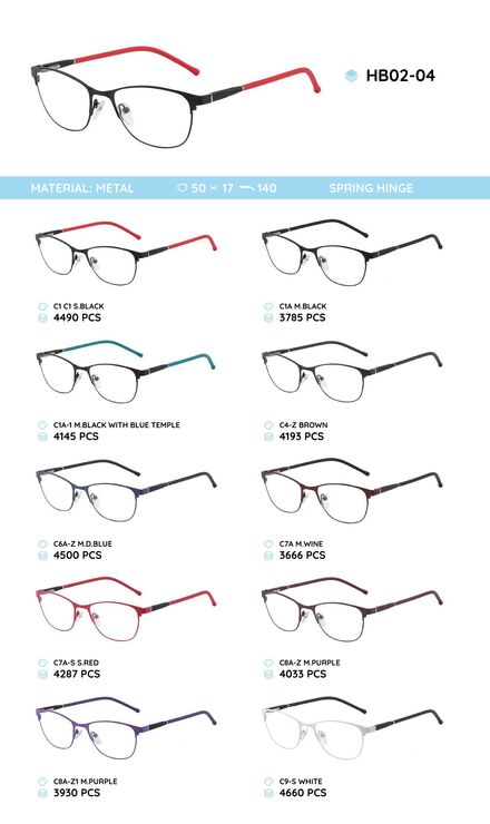 Металлическая оправа с дужками из материала TR-90 HB02-04