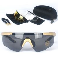 Очки полуободковые защитные противоударные тактические UV400, набор из 3-х линз, UM035-DX
