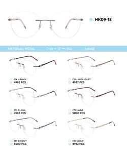 Металлическая безободковая оправа с дужками из пластика TR-90 HK09-18