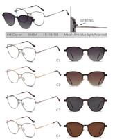 Metal eyeglasses frame with blue ray cut protection, with spring hinges + sun protection polarized clip-on Leke LK8848M