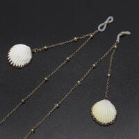 Металлическая нескользящая цепочка золотого цвета, с ракушкой и бусинами, для очков и масок GL662